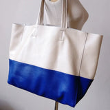 Custom Handcrafted Soft Grain Cowhide Leather Tote | Large Two-Tone Shoulder Bag for Laptop & Travel