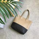 Custom Handcrafted Soft Grain Cowhide Leather Tote | Large Two-Tone Shoulder Bag for Laptop & Travel