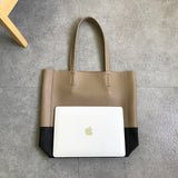 Custom Handcrafted Soft Grain Cowhide Leather Tote | Large Two-Tone Shoulder Bag for Laptop & Travel