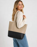 Custom Handcrafted Soft Grain Cowhide Leather Tote | Large Two-Tone Shoulder Bag for Laptop & Travel