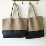 Custom Handcrafted Soft Grain Cowhide Leather Tote | Large Two-Tone Shoulder Bag for Laptop & Travel