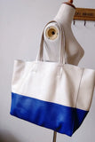 Custom Handcrafted Soft Grain Cowhide Leather Tote | Large Two-Tone Shoulder Bag for Laptop & Travel