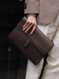 Custom Men’s and Women’s Leather Clutch Bag, Handmade Full Grain Togo Leather Business Handbag with 42 Color Options