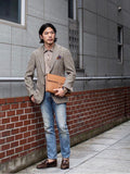Custom Men’s and Women’s Leather Clutch Bag, Handmade Full Grain Togo Leather Business Handbag with 42 Color Options