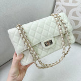 Classic Genuine Caviar Leather Handbag, Crossbody Bag, Classic Flap Bag Caviar, Leather Shoulder Purse, Chain Strap Lock Bag, Christmas Gift