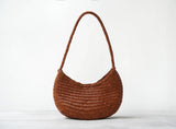Artisanal Braided Leather Summer Crescent, Handwoven Leather Hobo Bag, Full Grain Underarm Bag
