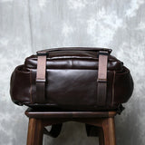 Genuine Full Grain Cowhide Leather Backpack for Men — Handmade Large Travel & Laptop Rucksack | 2 Sizes, 4 Colours | Tactical Buckle Design