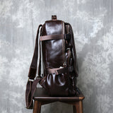 Genuine Full Grain Cowhide Leather Backpack for Men — Handmade Large Travel & Laptop Rucksack | 2 Sizes, 4 Colours | Tactical Buckle Design