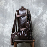 Genuine Full Grain Cowhide Leather Backpack for Men — Handmade Large Travel & Laptop Rucksack | 2 Sizes, 4 Colours | Tactical Buckle Design