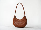 Artisanal Braided Leather Basket Bag, Handwoven Leather Hobo Bag, Full Grain Underarm Bag