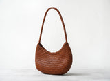 Artisanal Braided Leather Summer Crescent, Handwoven Leather Hobo Bag, Full Grain Underarm Bag