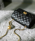 Classic Caviar/Lambskin Flap Bag with Chain Ball | Genuine Caviar Leather Crossbody Bag, Leather Shoulder Purse, Chain Strap Lock Bag, Christmas Gift - Image 6