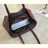 Large Soft Cowhide Leather Tote | Minimalist Oversized Shopper with Removable Inner Pouch