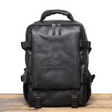 Genuine Full Grain Cowhide Leather Backpack for Men — Handmade Large Travel & Laptop Rucksack | 2 Sizes, 4 Colours | Tactical Buckle Design