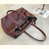 Large Soft Cowhide Leather Tote | Minimalist Oversized Shopper with Removable Inner Pouch