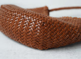 Artisanal Braided Leather Basket Bag, Handwoven Leather Hobo Bag, Full Grain Underarm Bag