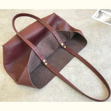 Large Soft Cowhide Leather Tote | Minimalist Oversized Shopper with Removable Inner Pouch