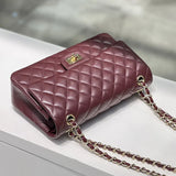 Classic Caviar/Lambskin Flap Bag with Chain Ball | Genuine Caviar Leather Crossbody Bag, Leather Shoulder Purse, Chain Strap Lock Bag, Christmas Gift