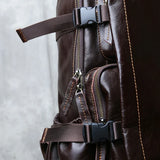 Genuine Full Grain Cowhide Leather Backpack for Men — Handmade Large Travel & Laptop Rucksack | 2 Sizes, 4 Colours | Tactical Buckle Design