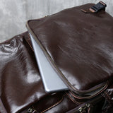 Genuine Full Grain Cowhide Leather Backpack for Men — Handmade Large Travel & Laptop Rucksack | 2 Sizes, 4 Colours | Tactical Buckle Design