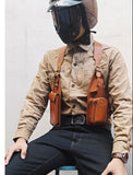 Genuine Crazy Horse Leather Chest Rig Harness Bag for Men — Handcrafted Dual Shoulder Holster Vest with Multi-Pocket | Retro Motorcycle & Daily Carry