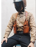 Genuine Crazy Horse Leather Chest Rig Harness Bag for Men — Handcrafted Dual Shoulder Holster Vest with Multi-Pocket | Retro Motorcycle & Daily Carry