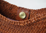 Artisanal Braided Leather Basket Bag, Handwoven Leather Hobo Bag, Full Grain Underarm Bag