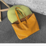 Large Soft Cowhide Leather Tote | Minimalist Oversized Shopper with Removable Inner Pouch