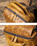 Genuine Full Grain Cowhide Leather Backpack for Men — Handmade Large Travel & Laptop Rucksack | 2 Sizes, 4 Colours | Tactical Buckle Design
