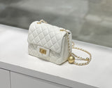 Classic Caviar/Lambskin Flap Bag with Chain Ball | Genuine Caviar Leather Crossbody Bag, Leather Shoulder Purse, Chain Strap Lock Bag, Christmas Gift