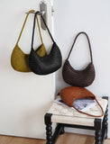 Artisanal Braided Leather Summer Crescent, Handwoven Leather Hobo Bag, Full Grain Underarm Bag
