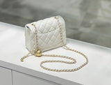 Classic Caviar/Lambskin Flap Bag with Chain Ball | Genuine Caviar Leather Crossbody Bag, Leather Shoulder Purse, Chain Strap Lock Bag, Christmas Gift