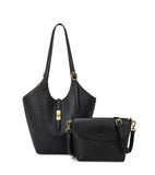Minimalist Pebbled Leather Tote Bag with Pouch | Large Shoulder Laptop Bucket Bag (2 In 1)