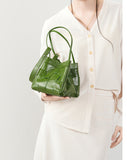 Women's Soft Luxurious Calfskin Leather Handwoven Bucket Shoulder Bag, Crossbody Bag
