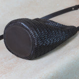 Handwoven Full-Grain Leather Bucket Bag | Stylish Shoulder Bag for Women | Leather Beach Bag