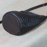 Handwoven Full Grain Leather Bucket Bag | Stylish Shoulder Bag for Women | Leather Beach Bag