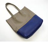 Custom Handcrafted Soft Grain Cowhide Leather Tote | Large Two-Tone Shoulder Bag for Laptop & Travel