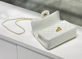 Classic Caviar/Lambskin Flap Bag with Chain Ball | Genuine Caviar Leather Crossbody Bag, Leather Shoulder Purse, Chain Strap Lock Bag, Christmas Gift