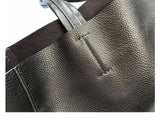 Large Soft Cowhide Leather Tote | Minimalist Oversized Shopper with Removable Inner Pouch