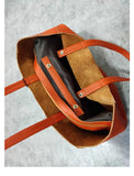 Large Soft Cowhide Leather Tote | Minimalist Oversized Shopper with Removable Inner Pouch