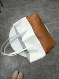 Custom Handcrafted Soft Grain Cowhide Leather Tote | Large Two-Tone Shoulder Bag for Laptop & Travel