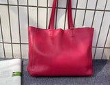 Large Soft Cowhide Leather Tote | Minimalist Oversized Shopper with Removable Inner Pouch