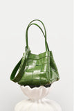 Women's Soft Luxurious Calfskin Leather Handwoven Bucket Shoulder Bag, Crossbody Bag