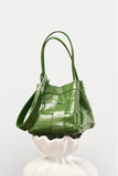 Women's Soft Luxurious Calfskin Leather Handwoven Bucket Shoulder Bag, Crossbody Bag
