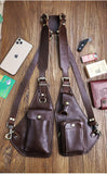 Genuine Crazy Horse Leather Chest Rig Harness Bag for Men — Handcrafted Dual Shoulder Holster Vest with Multi-Pocket | Retro Motorcycle & Daily Carry