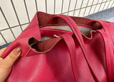 Large Soft Cowhide Leather Tote | Minimalist Oversized Shopper with Removable Inner Pouch