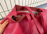 Large Soft Cowhide Leather Tote | Minimalist Oversized Shopper with Removable Inner Pouch