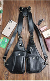 Genuine Crazy Horse Leather Chest Rig Harness Bag for Men — Handcrafted Dual Shoulder Holster Vest with Multi-Pocket | Retro Motorcycle & Daily Carry