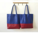 Custom Handcrafted Soft Grain Cowhide Leather Tote | Large Two-Tone Shoulder Bag for Laptop & Travel