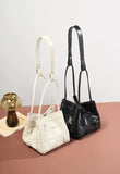 Women's Soft Luxurious Calfskin Leather Handwoven Bucket Shoulder Bag, Crossbody Bag